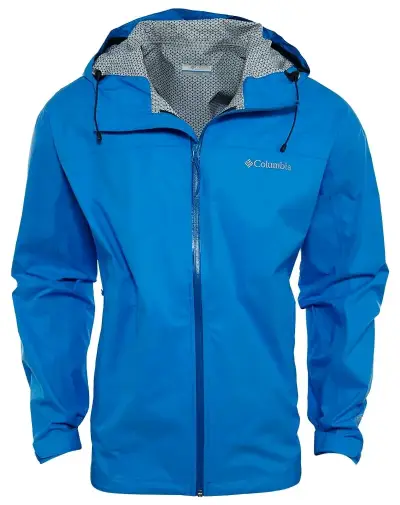 Chaqueta impermeable Columbia azul con capucha - miniatura 1