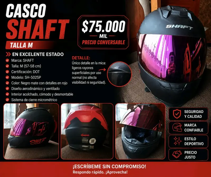 Casco Shaft SH-502SP negro mate talla M - 1