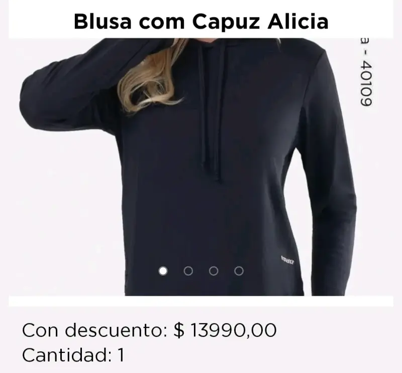 Blusa con capucha Alicia negra - 1