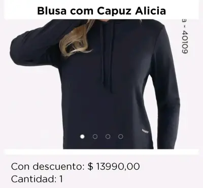 Blusa con capucha Alicia negra - miniatura 1