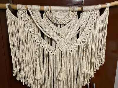 Tapiz de macramé bohemio hecho a mano - miniatura 1