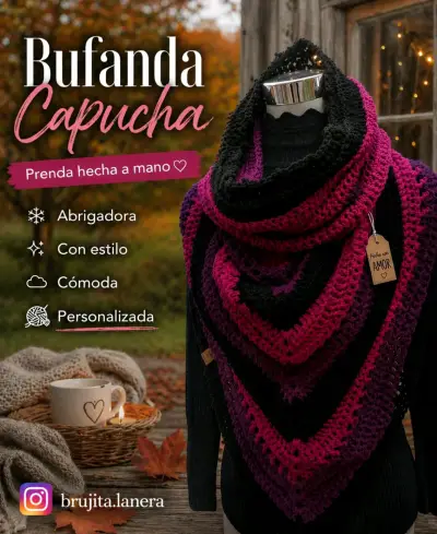 Chal triangular tejido a crochet multicolor - miniatura 2