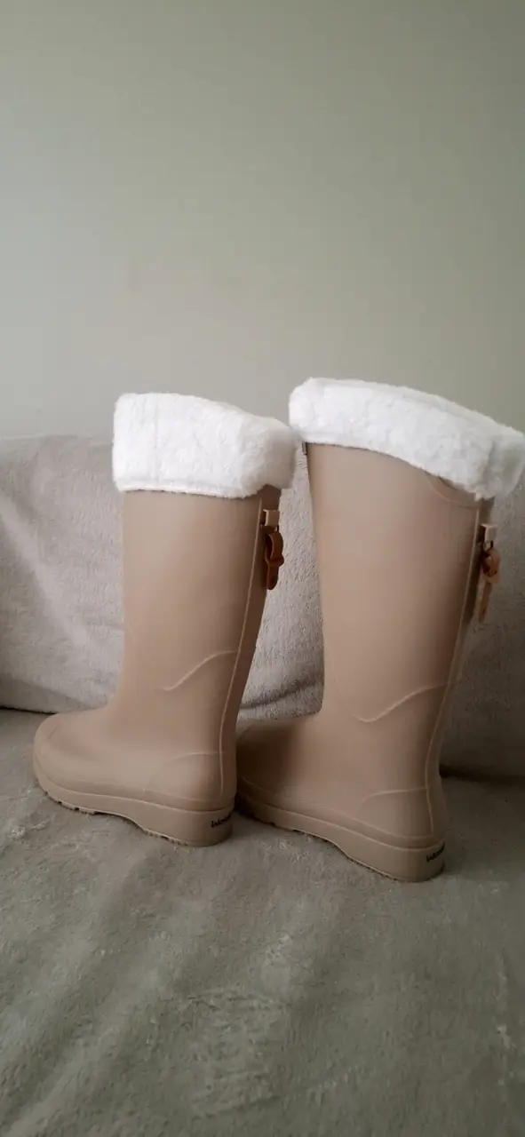 Botas de lluvia beige con forro de chiporro - 1