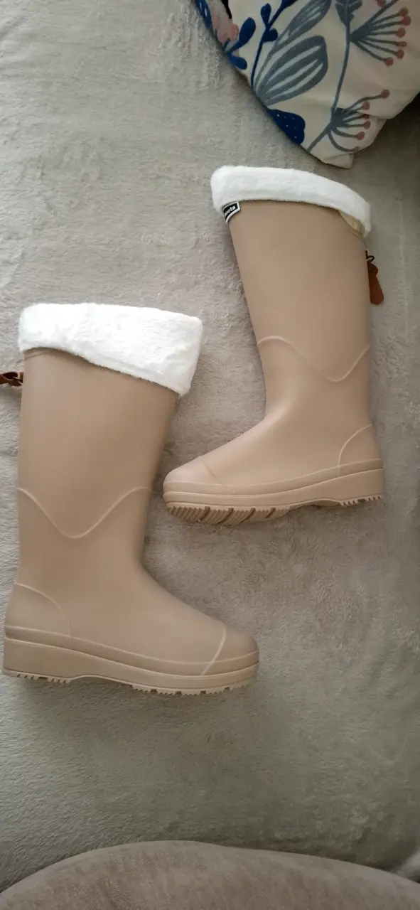 Botas de lluvia beige con forro de chiporro - 2
