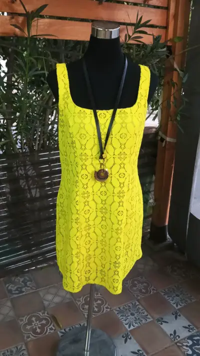 Vestido amarillo de encaje para mujer DESIGUAL - miniatura 1