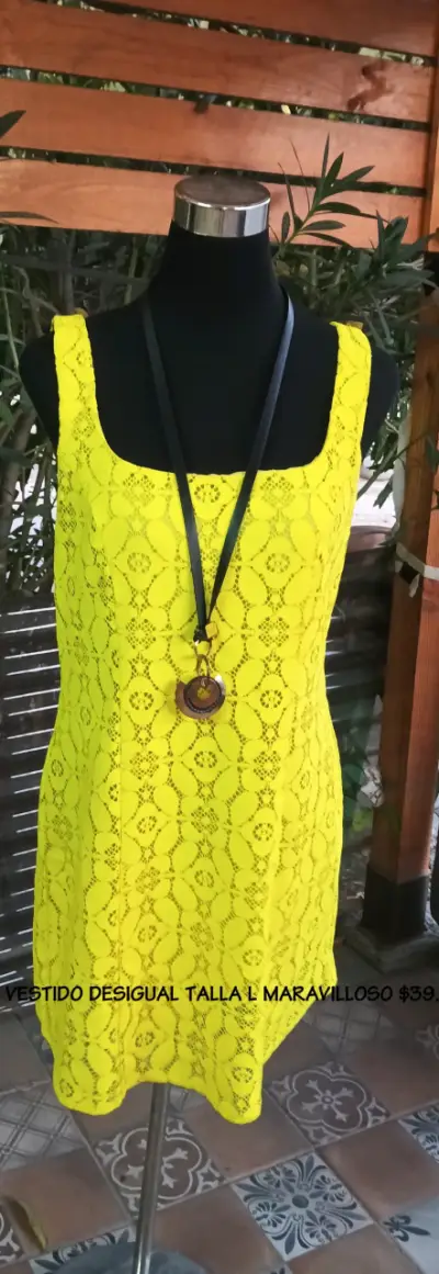 Vestido amarillo de encaje para mujer DESIGUAL - miniatura 2