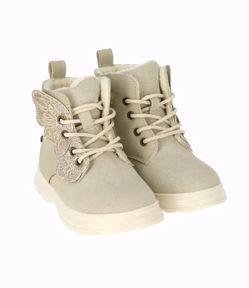 Botines beige con alas brillantes limonada