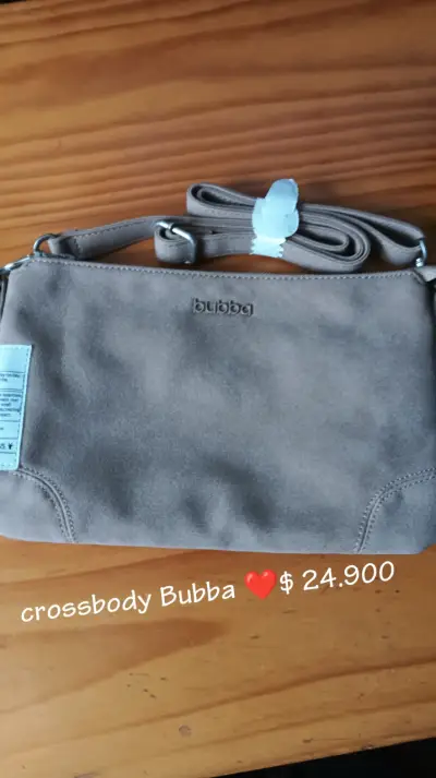 Cartera de gamuza beige con correa ajustable - miniatura 2