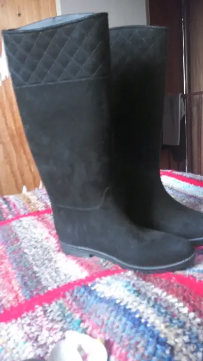 Botas negras de gamuza para mujer - miniatura 2