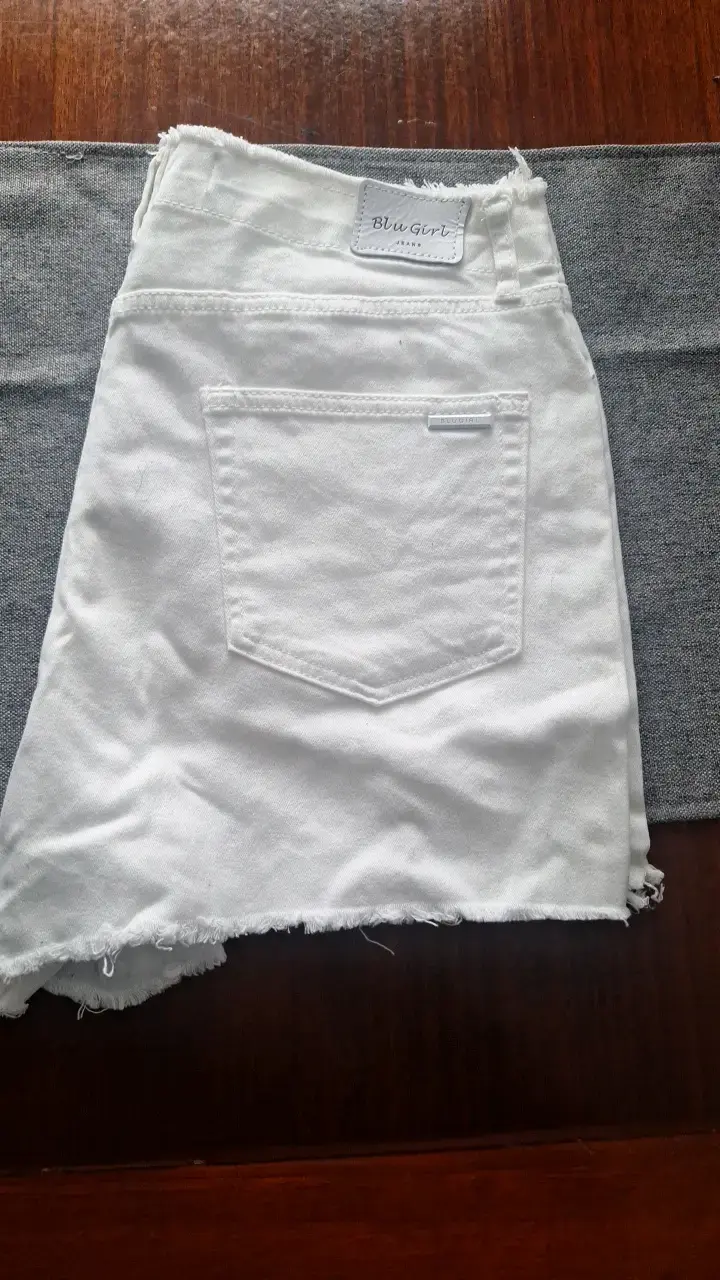 Shorts de mezclilla blancos talla L - 3