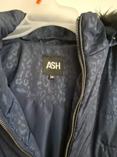 Parka azul con capucha de piel sintética ASH - miniatura 2