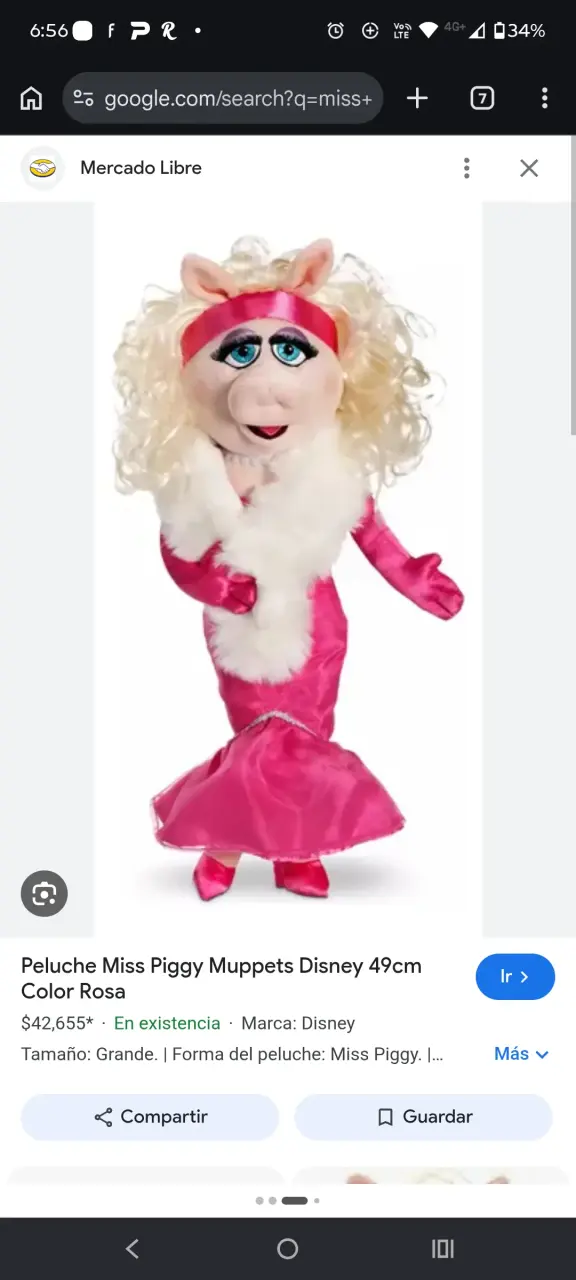 Peluche Miss Piggy Muppets Disney 49cm