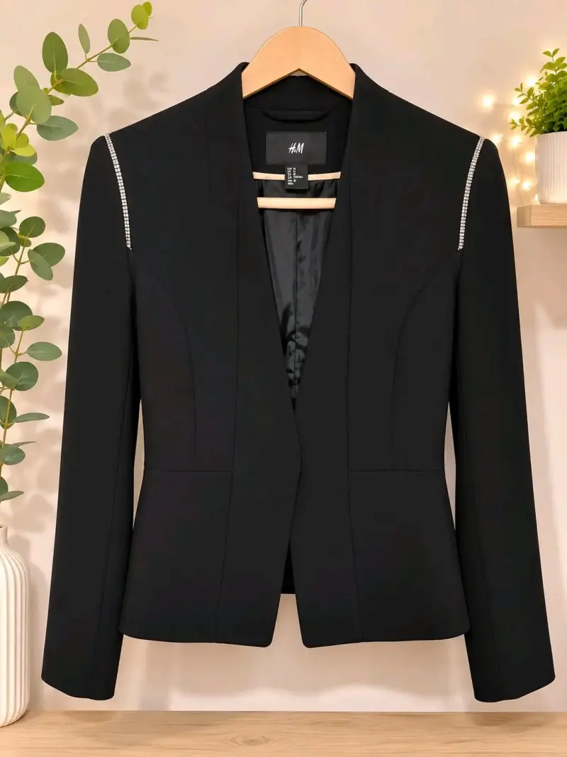 Blazer negro H&M con detalles brillantes