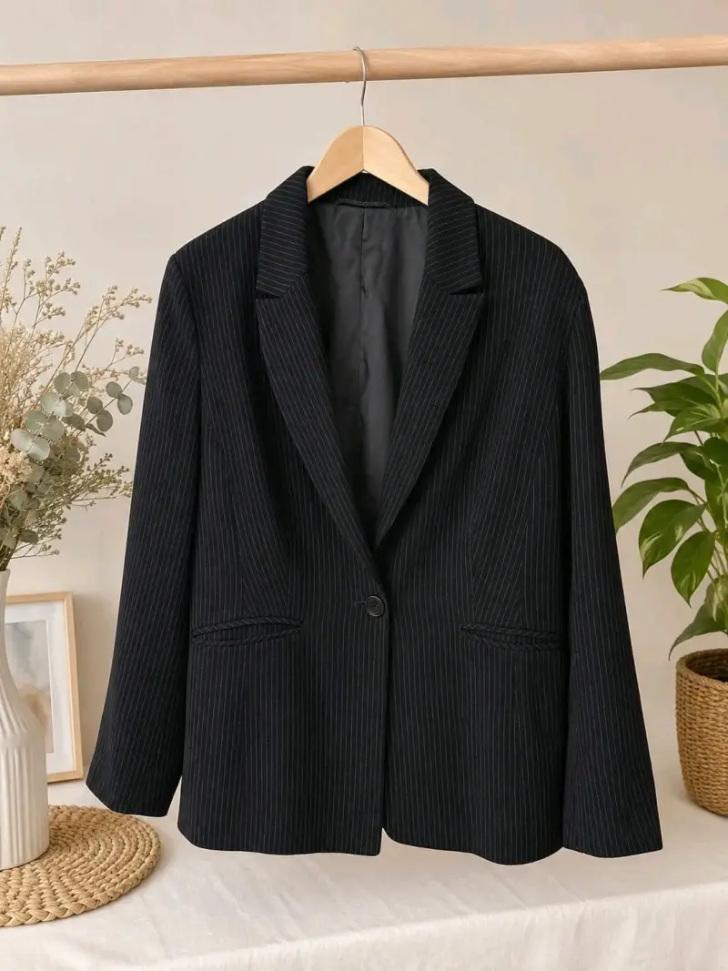 Blazer negro a rayas elegante para mujer
