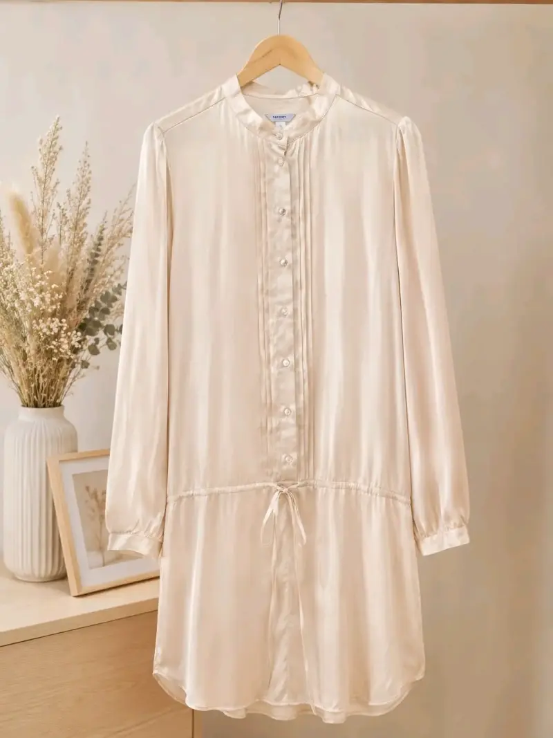 Vestido camisero beige elegante