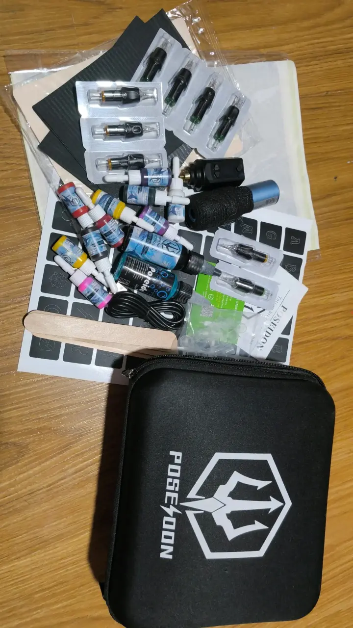 Kit de tatuaje Poseidon con tintas y agujas - 1