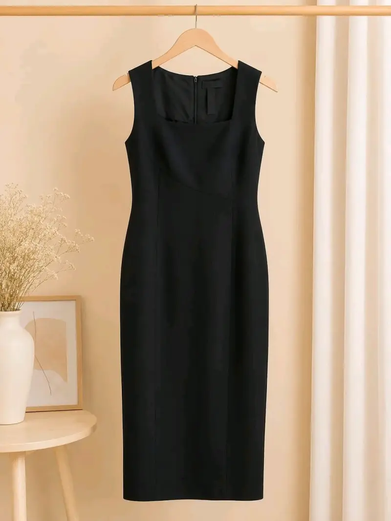 Vestido negro elegante sin mangas