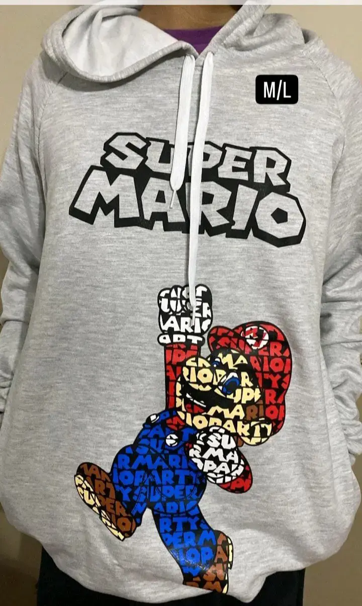 Polerón Super Mario gris con capucha