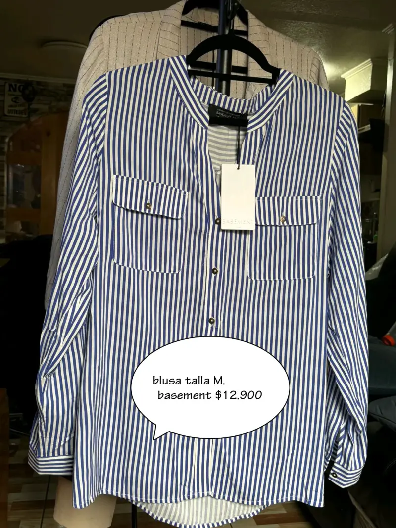 Blusa a rayas azul y blanca Basement - 1