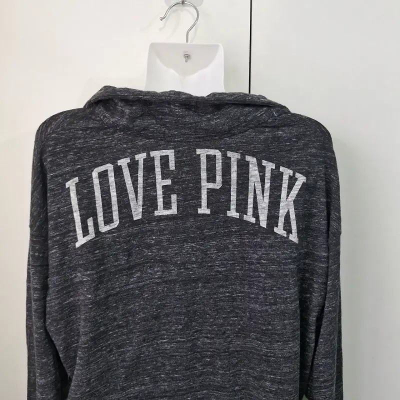 Polerón gris oscuro PINK con capucha talla xs- S - 3