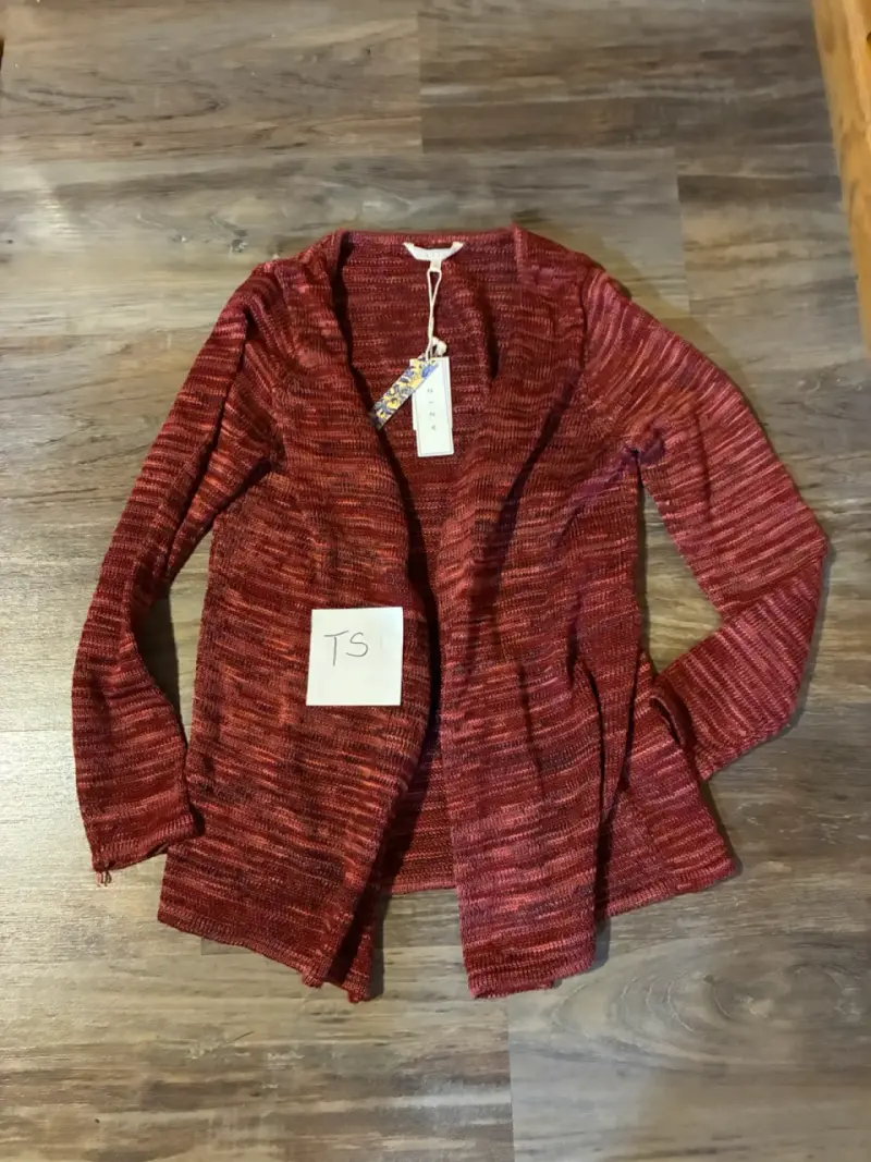 Cárdigan rojo de lana para mujer talla S - 1