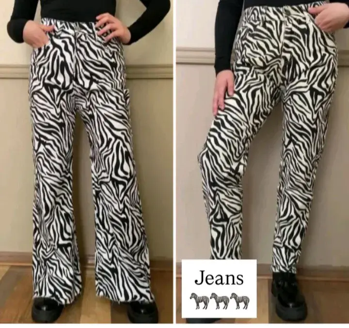 Jeans estampados de cebra para mujer