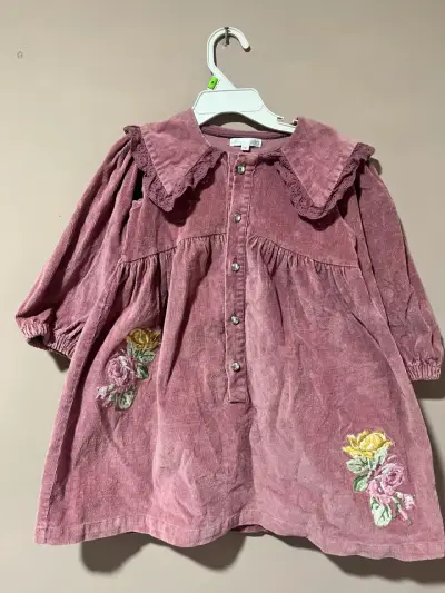 Vestido infantil de cotele limonada - miniatura 1
