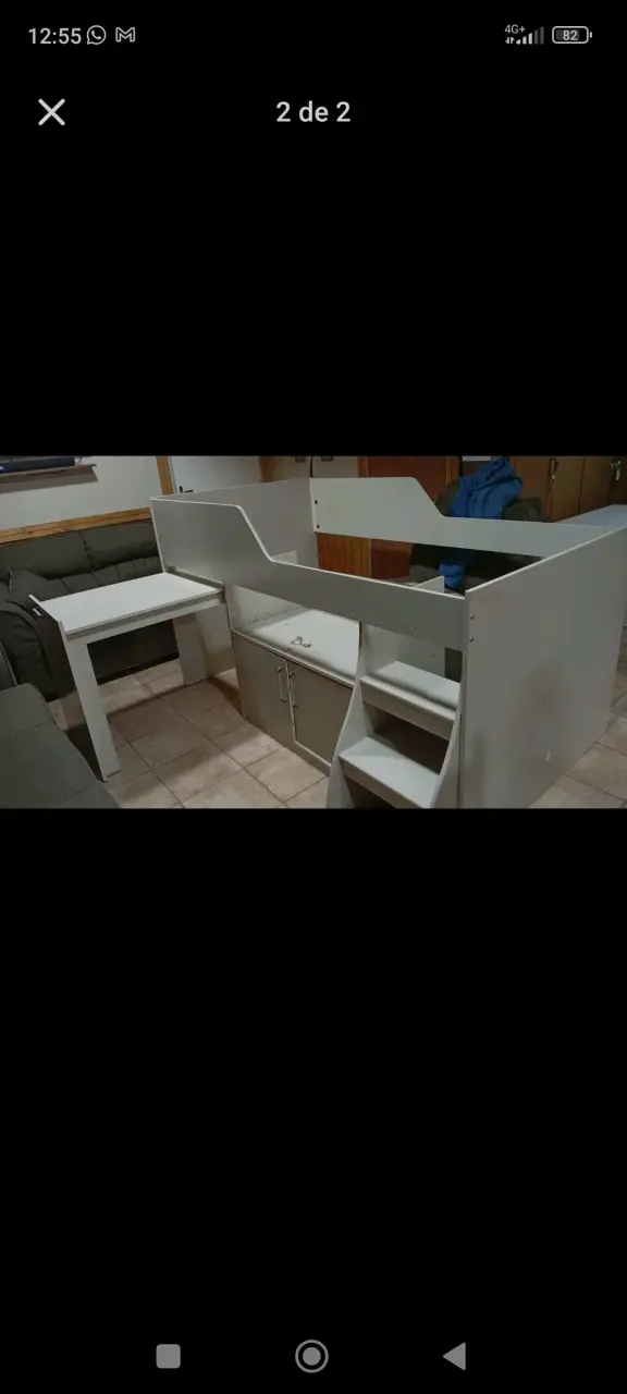 Cama 1.5 Plaza con Escritorio Retráctil Off White - 2