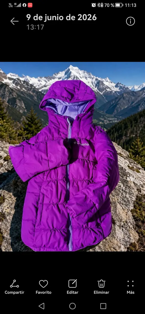 Chaqueta Columbia morada para invierno