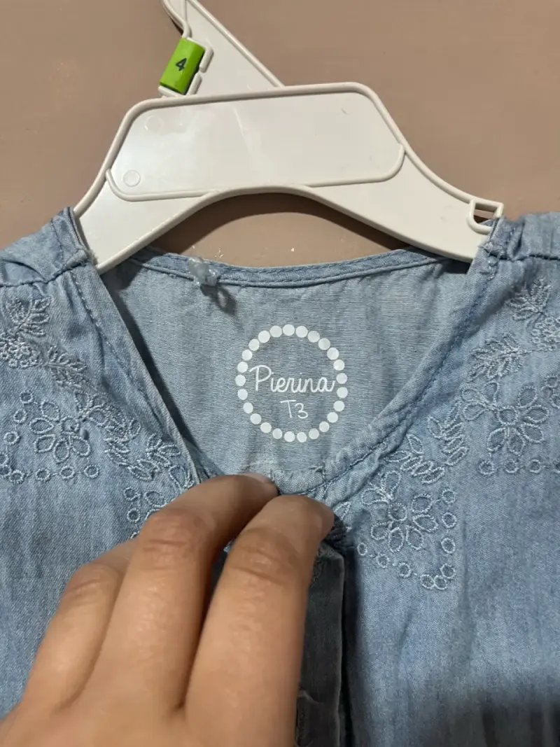 Vestido de mezclilla para niña con botones - 2