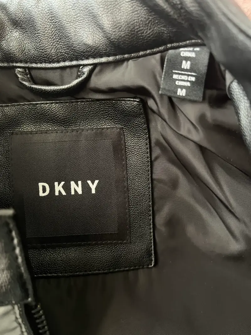Chaqueta DKNY bicolor de cuero y tela - 4