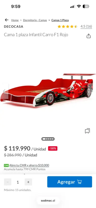 Cama infantil temática auto de carreras - miniatura 6