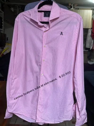 Camisa Scalpers rosa a rayas talla M - miniatura 1