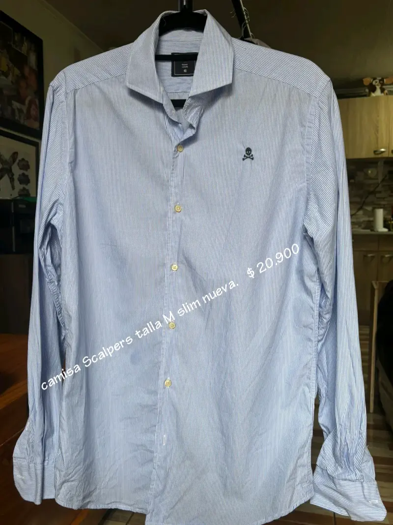 Camisa Scalpers rosa a rayas talla M - 3