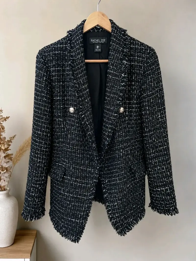 Blazer de tweed negro Rachel Zoe