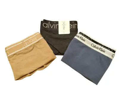 Pack 3 Bikini Algodón Calvin Klein Gris Azul Beige - miniatura 1