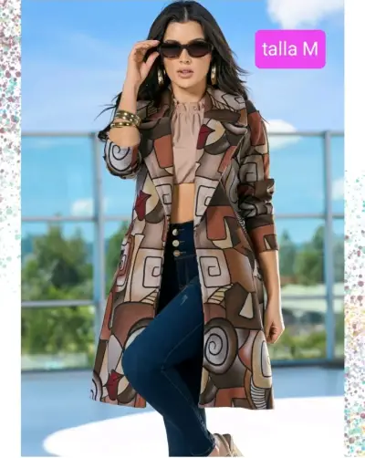 Abrigo rojo elegante para mujer talla L - miniatura 3