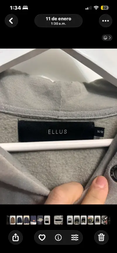 Polerón Ellus gris y negro con capucha talla M - miniatura 2