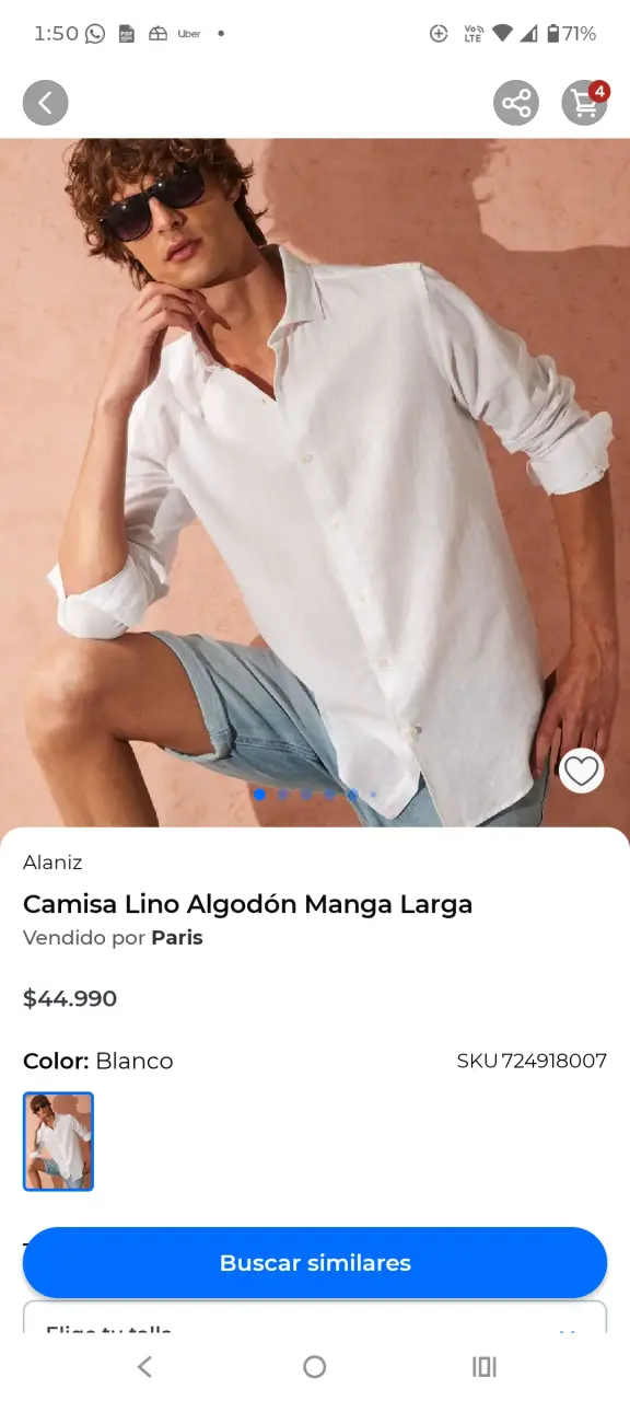 Camisa de lino algodón Alaniz, misma de la imagen