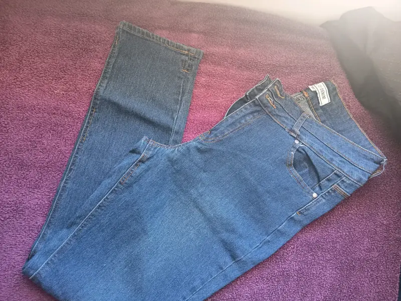 Jeans azul oscuro de mezclilla para mujer - 2