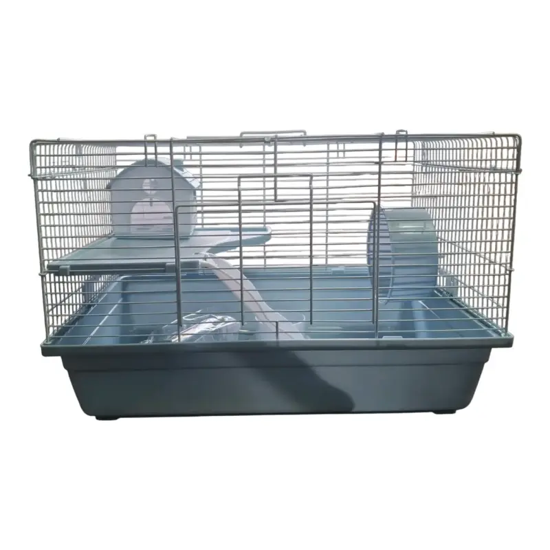 Jaula para hámster 2 pisos con accesorios gris - 1