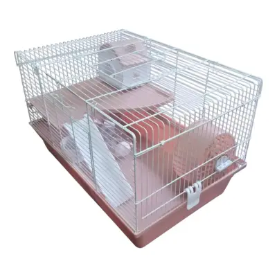 Jaula para hámster 2 pisos  con accesorios rosada - miniatura 1