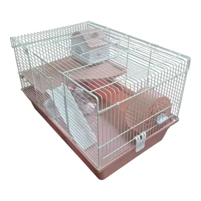 Jaula para hámster 2 pisos  con accesorios rosada - miniatura 2
