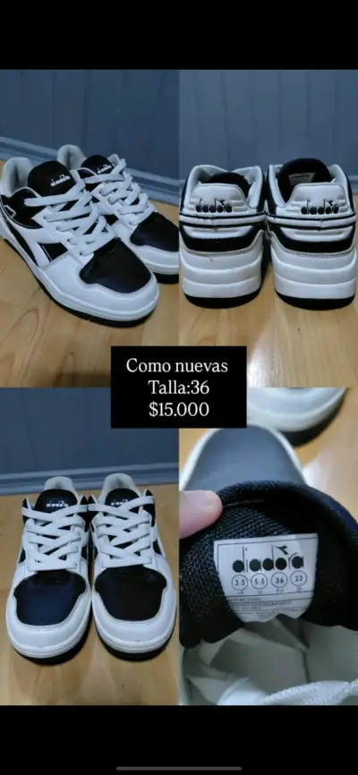 Zapatillas Diadora blancas y negras talla 36 - miniatura 1
