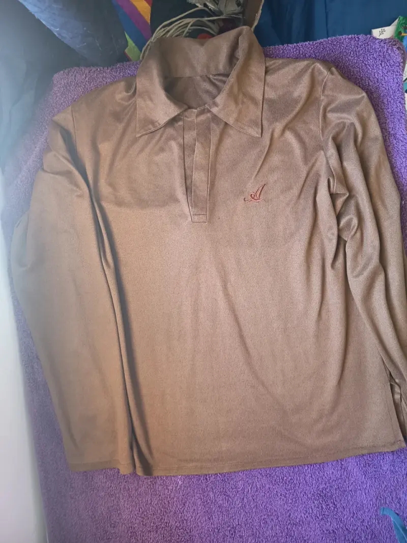 Polera marrón de manga larga con cuello