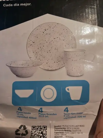 Set de vajilla de porcelana 12 piezas - miniatura 1