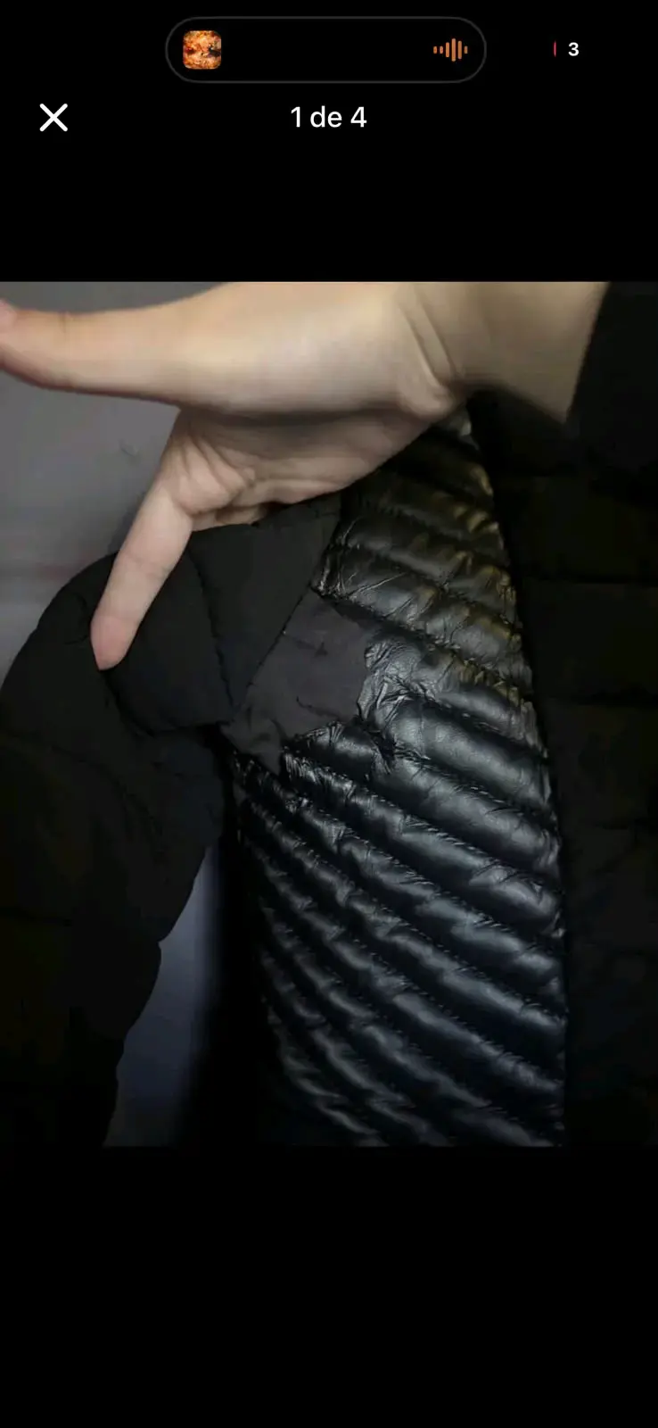 Chaqueta acolchada negra con capucha - 3