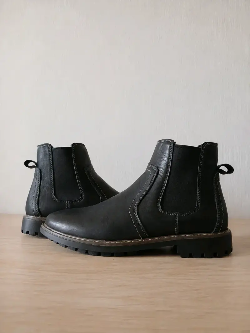 Botines de cuero negro para hombre - 2