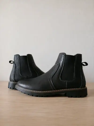 Botines de cuero negro para hombre - miniatura 2
