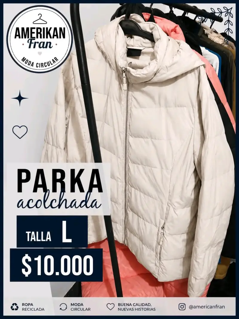 Parka acolchada beige talla L - 1